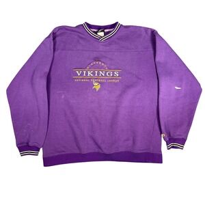 Vintage Pro Player Minnesota Vikings NFL Sweatshirt Purple Mens XL Embroidered